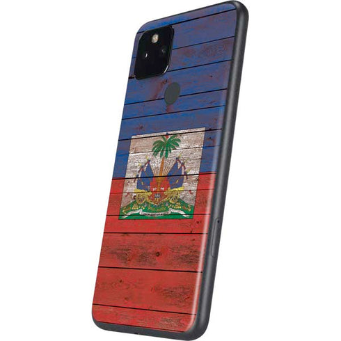 Haiti Flag Dark Wood Google Pixel 4a 5G Skin
